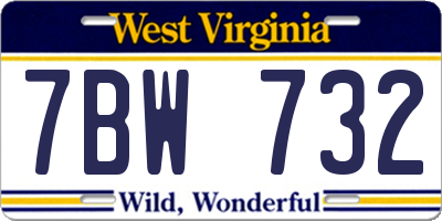 WV license plate 7BW732