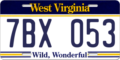 WV license plate 7BX053