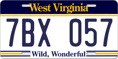 WV license plate 7BX057