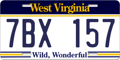 WV license plate 7BX157