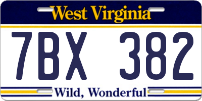 WV license plate 7BX382