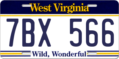 WV license plate 7BX566