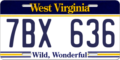 WV license plate 7BX636