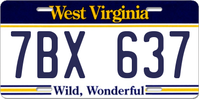 WV license plate 7BX637