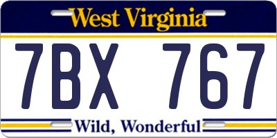 WV license plate 7BX767