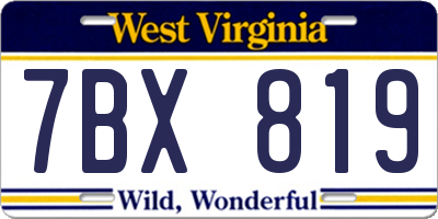 WV license plate 7BX819