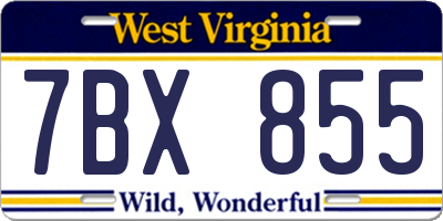 WV license plate 7BX855