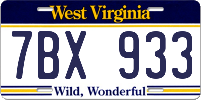 WV license plate 7BX933