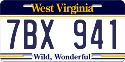 WV license plate 7BX941