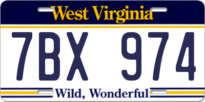 WV license plate 7BX974