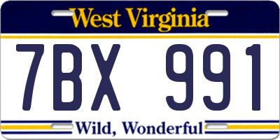 WV license plate 7BX991