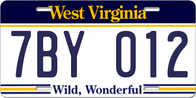 WV license plate 7BY012