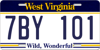 WV license plate 7BY101