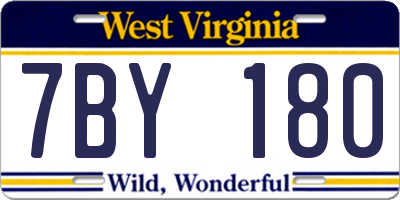 WV license plate 7BY180