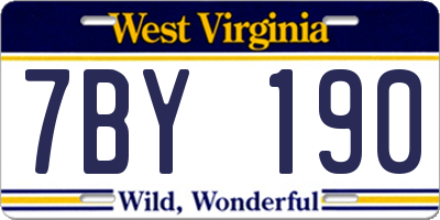 WV license plate 7BY190