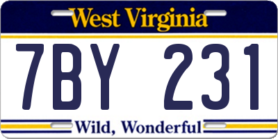 WV license plate 7BY231