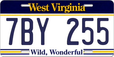 WV license plate 7BY255