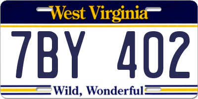WV license plate 7BY402