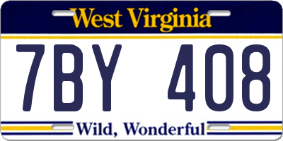 WV license plate 7BY408