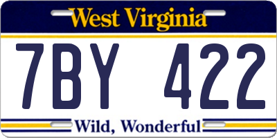 WV license plate 7BY422