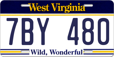 WV license plate 7BY480