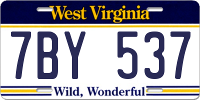 WV license plate 7BY537