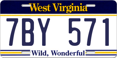 WV license plate 7BY571