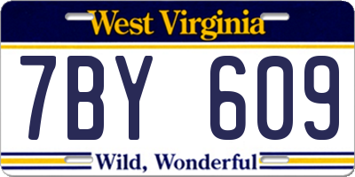 WV license plate 7BY609