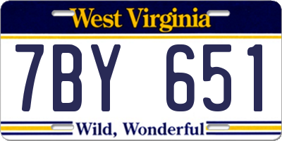WV license plate 7BY651