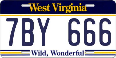 WV license plate 7BY666