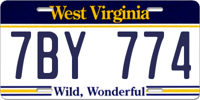WV license plate 7BY774