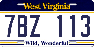 WV license plate 7BZ113