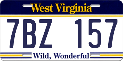 WV license plate 7BZ157