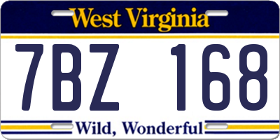 WV license plate 7BZ168