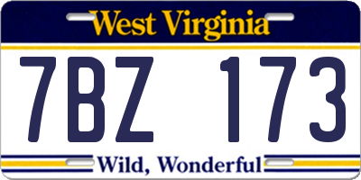 WV license plate 7BZ173