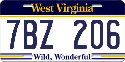 WV license plate 7BZ206
