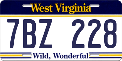 WV license plate 7BZ228