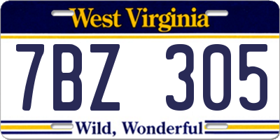 WV license plate 7BZ305