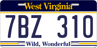 WV license plate 7BZ310