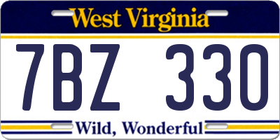 WV license plate 7BZ330