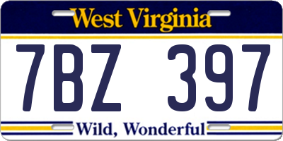 WV license plate 7BZ397