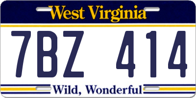 WV license plate 7BZ414