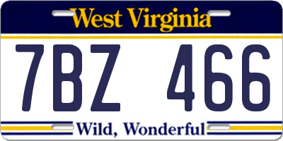 WV license plate 7BZ466