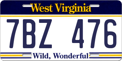 WV license plate 7BZ476