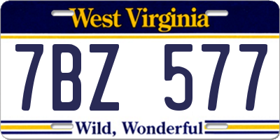 WV license plate 7BZ577