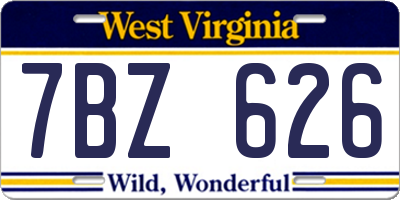 WV license plate 7BZ626