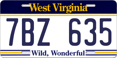 WV license plate 7BZ635