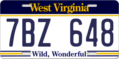 WV license plate 7BZ648