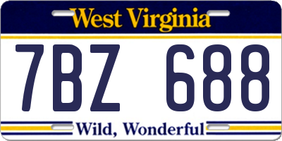 WV license plate 7BZ688