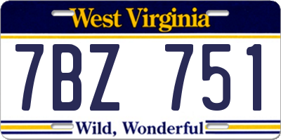 WV license plate 7BZ751